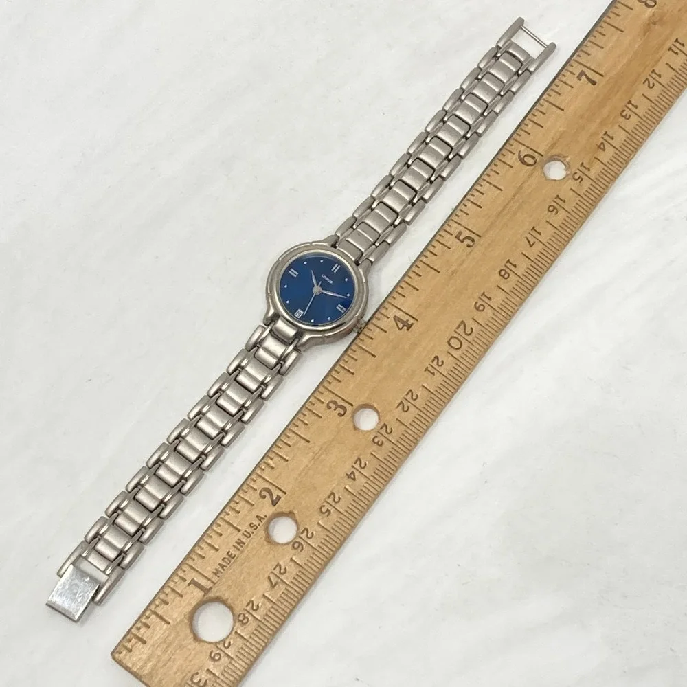 Lorus Watch Women 24mm Silver Tone Date Blue Dial Matte WR New Battery 6.5
